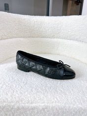 BALLET FLATS BOW IN BLACK CALFSKIN QUILTED
