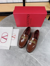 VALENTINO 26S LOAFERS IN BROWN CALFSKIN WITH GOLD HARDWARE