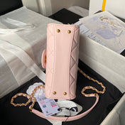 CHANEL 25S FLAP BAG 18 CM IN LIGHT PINK LAMBSKIN WITH TOP HANDLE