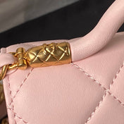 CHANEL 25S FLAP BAG 18 CM IN LIGHT PINK LAMBSKIN WITH TOP HANDLE