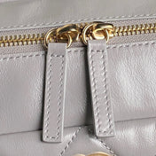 BOWLING BAG 29 IN GREY CALFSKIN GOLD HARDWARE