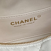 CHANEL 25S HOBO BAG 22 IN WHITE CAVIAR LEATHER