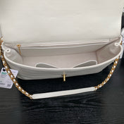 CHANEL 25S TOP HANDLE SHOULDER BAG 37 IN CREAM WHITE CALFSKIN WITH GOLD HARDWARE