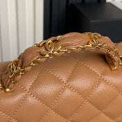 CHANEL 25S FLAP BAG 19 IN CARAMEL CALFSKIN GOLD HARDWARE