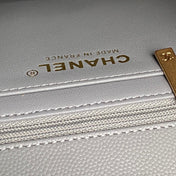 CHANEL 25S FLAP BAG 19 IN CHARCOAL GRAY CALFSKIN GOLD HARDWARE
