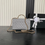 CHANEL 25S FLAP BAG 22 CM IN GREY CAVIAR WITH GOLD HARDWARE