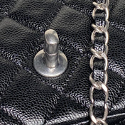 CHANEL 25S FLAP BAG 19 IN BLACK CALFSKIN SILVER HARDWARE