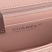 CHANEL 25S FLAP BAG 19 IN LIGHT PINK CALFSKIN SILVER HARDWARE
