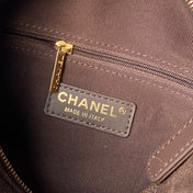 CHANEL 25S BOWLING BAG 24 IN DARK BROWN SUEDE GOLD HARDWARE