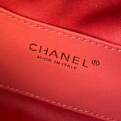 CHANEL 25S HOBO BAG 32 IN CORAL RED LAMBSKIN