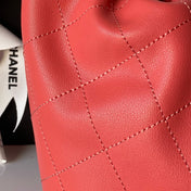 CHANEL 25S HOBO BAG 32 IN CORAL RED LAMBSKIN
