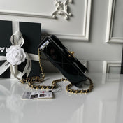 CHANEL 25S FLAP BAG 18 IN BLACK GLOSSY CALFSKIN