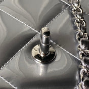 CHANEL 25S FLAP BAG 18 IN SILVER METALLIC CALFSKIN