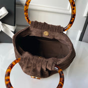 CHANEL 26S HAND BAG 24 IN DARK BROWN SUEDE