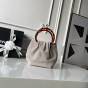 CHANEL 26S HAND BAG 24 IN LIGHT GREY BEIGE SUEDE