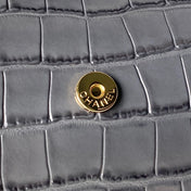 CHANEL 26S BARREL CLUTCH WITH CHAIN 23 IN DARK GREY CROCODILE-EMBOSSED CALFSKIN GOLD HARDWARE