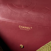 CHANEL 26S CC LOGO SHOULDER BAG 32 IN OLIVE GREEN CROCODILE-EMBOSSED CALFSKIN GOLD HARDWARE