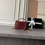 CHANEL 26S VANITY CASE 19 IN DARK RED LIZARD-EMBOSSED LEATHER