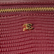 CHANEL 26S VANITY CASE 19 IN DARK RED LIZARD-EMBOSSED LEATHER