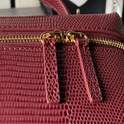 CHANEL 26S VANITY CASE 19 IN DARK RED LIZARD-EMBOSSED LEATHER