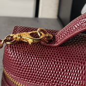 CHANEL 26S VANITY CASE 19 IN DARK RED LIZARD-EMBOSSED LEATHER