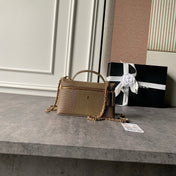 CHANEL 26S VANITY CASE 19 IN KHAKI BROWN LIZARD-EMBOSSED LEATHER