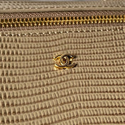 CHANEL 26S VANITY CASE 19 IN KHAKI BROWN LIZARD-EMBOSSED LEATHER