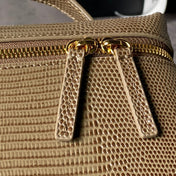 CHANEL 26S VANITY CASE 19 IN KHAKI BROWN LIZARD-EMBOSSED LEATHER