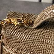 CHANEL 26S VANITY CASE 19 IN KHAKI BROWN LIZARD-EMBOSSED LEATHER
