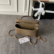 CHANEL 26S VANITY CASE 19 IN KHAKI BROWN LIZARD-EMBOSSED LEATHER