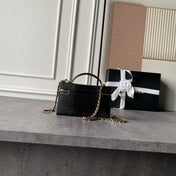 CHANEL 26S VANITY CASE 19 IN BLACK LIZARD-EMBOSSED LEATHER