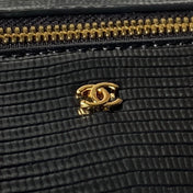 CHANEL 26S VANITY CASE 19 IN BLACK LIZARD-EMBOSSED LEATHER