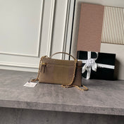 CHANEL 26S VANITY CASE 23 IN KHAKI BROWN LIZARD-EMBOSSED LEATHER