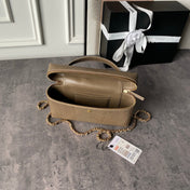 CHANEL 26S VANITY CASE 23 IN KHAKI BROWN LIZARD-EMBOSSED LEATHER