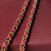 CHANEL 26S VANITY CASE 23 IN DARK RED LIZARD-EMBOSSED LEATHER