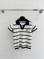 MIUMIU 26S SHORT-SLEEVED KNIT POLO SHIRT STYLE 1093