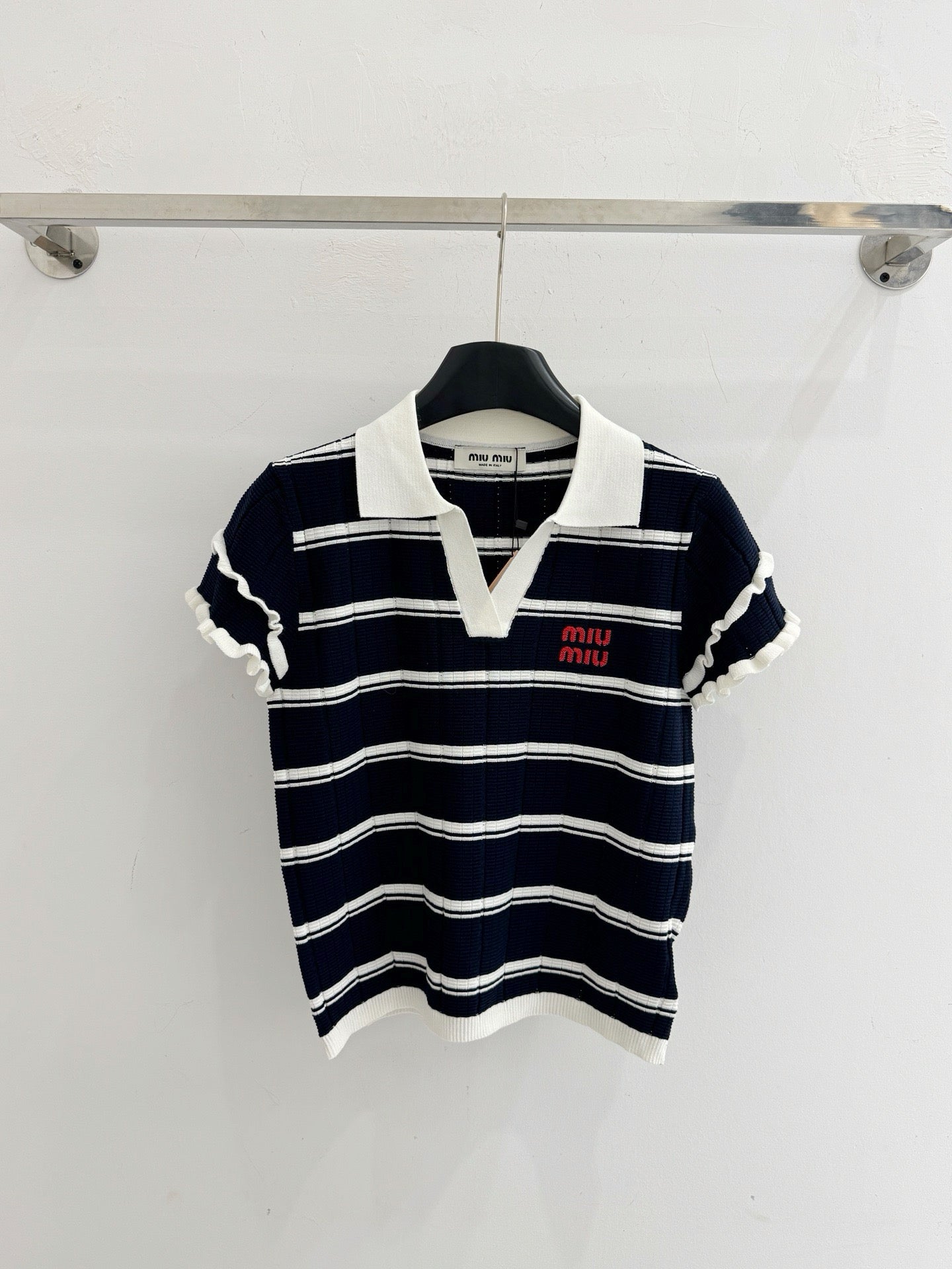 MIUMIU 26S SHORT-SLEEVED KNIT POLO SHIRT STYLE 1094