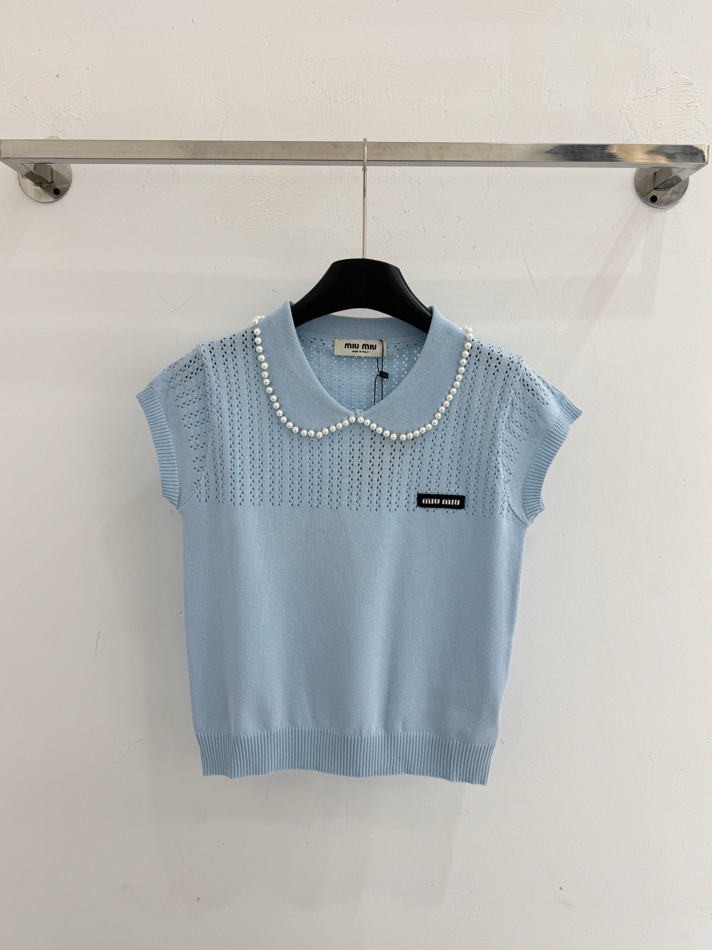 MIUMIU 26S SHORT-SLEEVED KNIT POLO SHIRT STYLE 1072