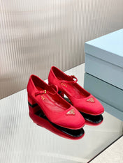 PRA NAPPA MARY JANE PUMPS CRIMSON SATIN