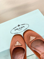 PRA NAPPA MARY JANE PUMPS BROWN SATIN