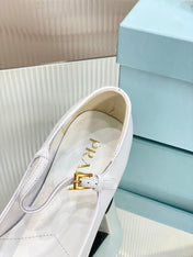 PRA NAPPA MARY JANE PUMPS WHITE LAMBSKIN