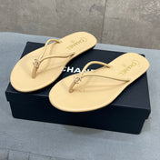 CHANEL 26S FLIP FLOPS IN BEIGE CALFSKIN CC LOGO