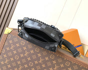 LV 25S MINI SOFT TRUNK BOX BAG 18 IN DAMOFLAGE BLACK CANVAS AND CALFSKIN
