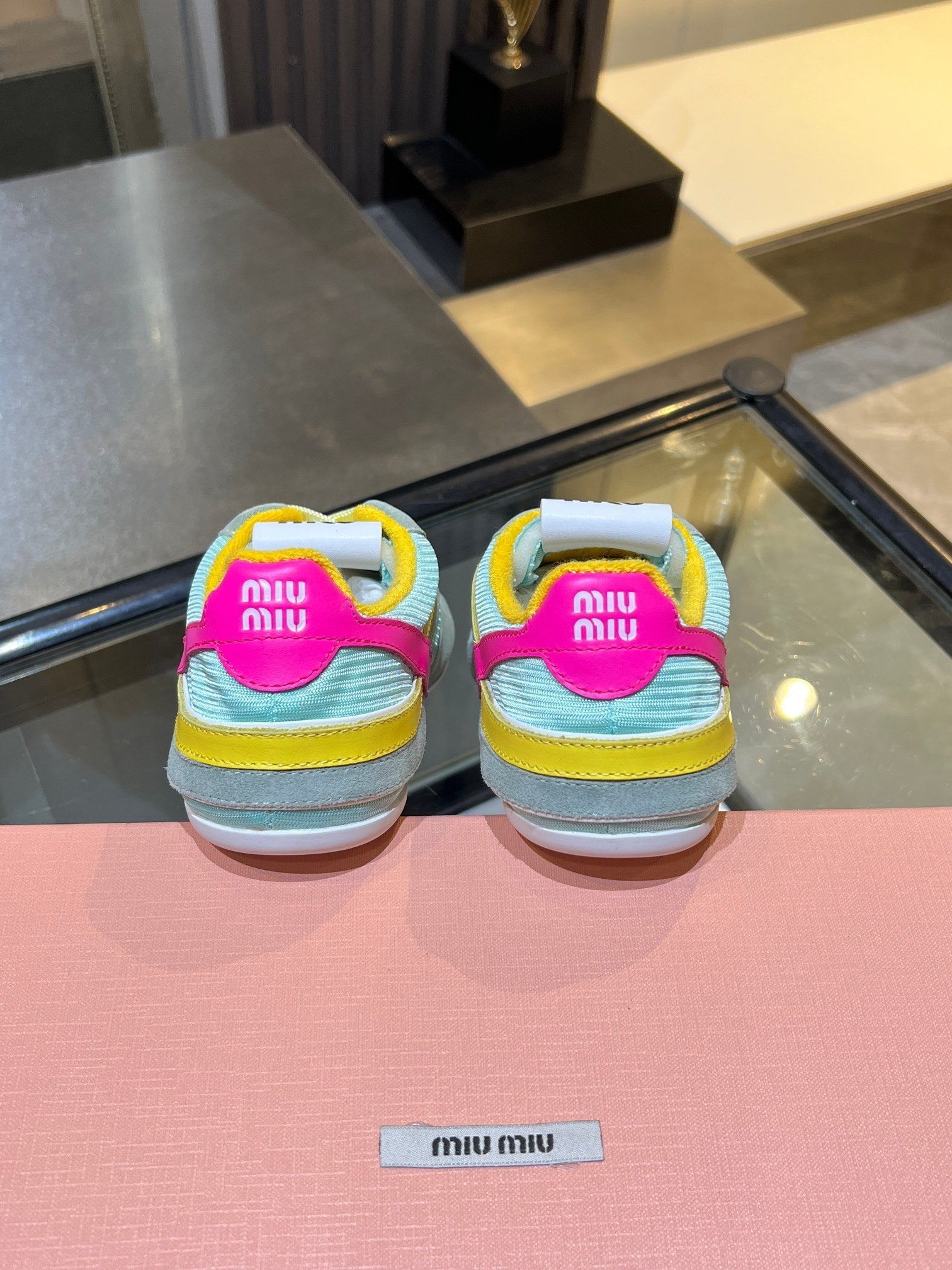MIUMIU 26S SNEAKERS IN MULTICOLOR FABRIC AND SUEDE