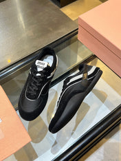 MIUMIU 26S SNEAKERS IN BLACK FABRIC AND SUEDE