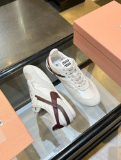 MIUMIU 26S SNEAKERS IN LIGHT BEIGE FABRIC AND SUEDE