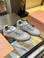 MIUMIU 26S SNEAKERS IN GRAY FABRIC AND SUEDE