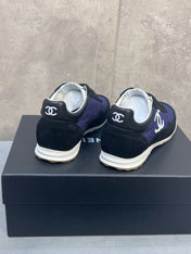 CHANEL 26S RUNNING SNEAKERS IN BLACK PURPLE MIX MATERIAL CC LOGO