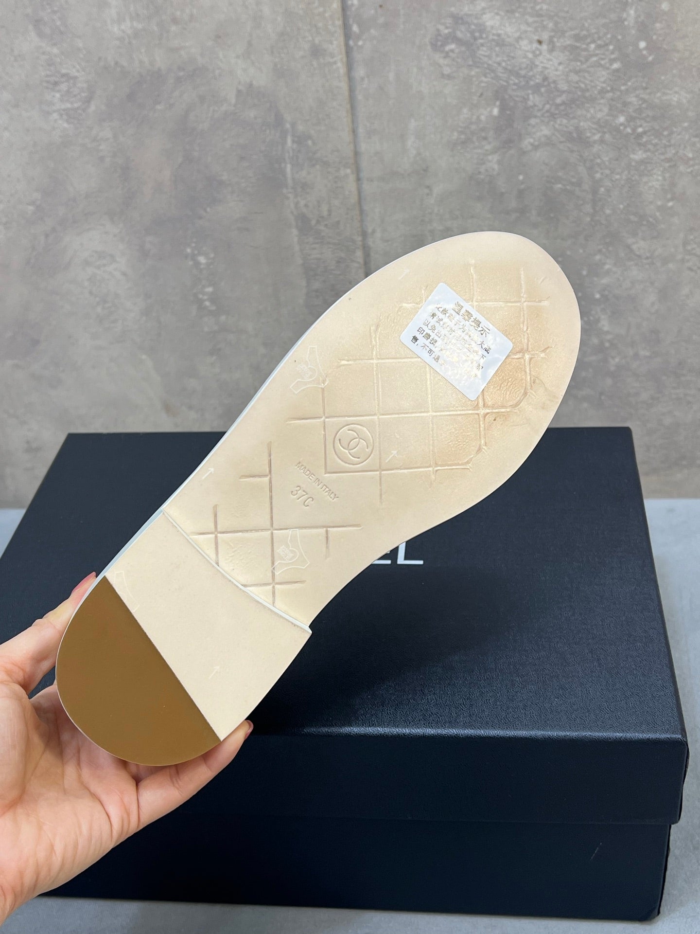 CHANEL 26S LOAFERS IN WHITE CANVAS WITH QUILTED FLAP & CHAIN CC LOGO