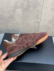 CHANEL 26S SNEAKERS IN DARK BROWN SUEDE QUILTED CC LOGO